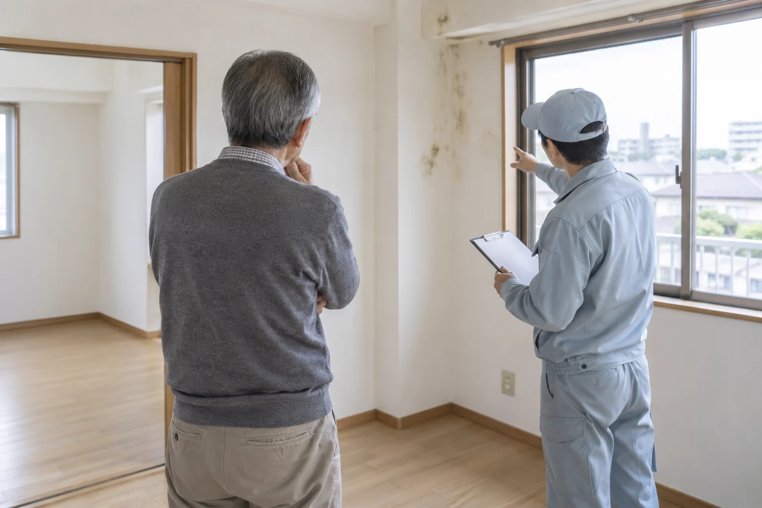 賃貸住宅の修繕箇所と資料を確認する匿名の所有者のイメージ